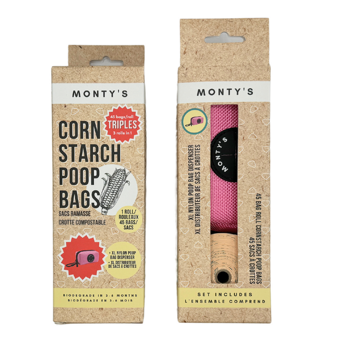 XL Nylon Poop Bag Dispenser with 45 Compostable Cornstarch Poop Bags - Pink